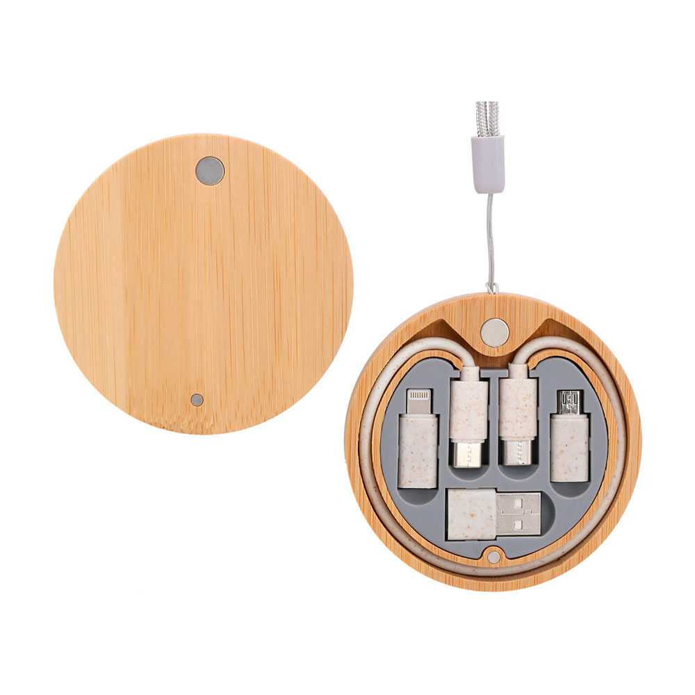 set de cables bambú promocional personalizado para empresas