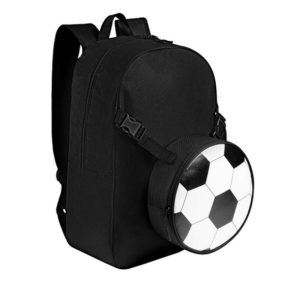 Mochila Soccer escolar personalizada con lonchera de balón de futbol